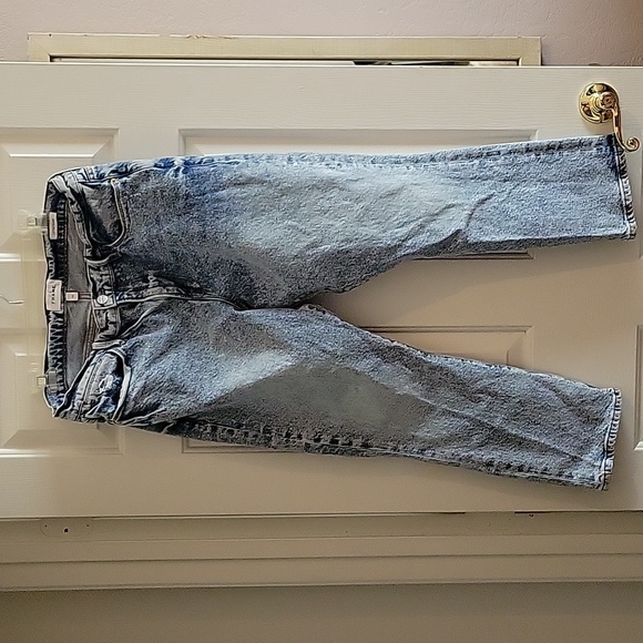 Frame Le High Straight in Lombard Acid Wash Stretch Crop Jeans size 33 - Picture 1 of 5